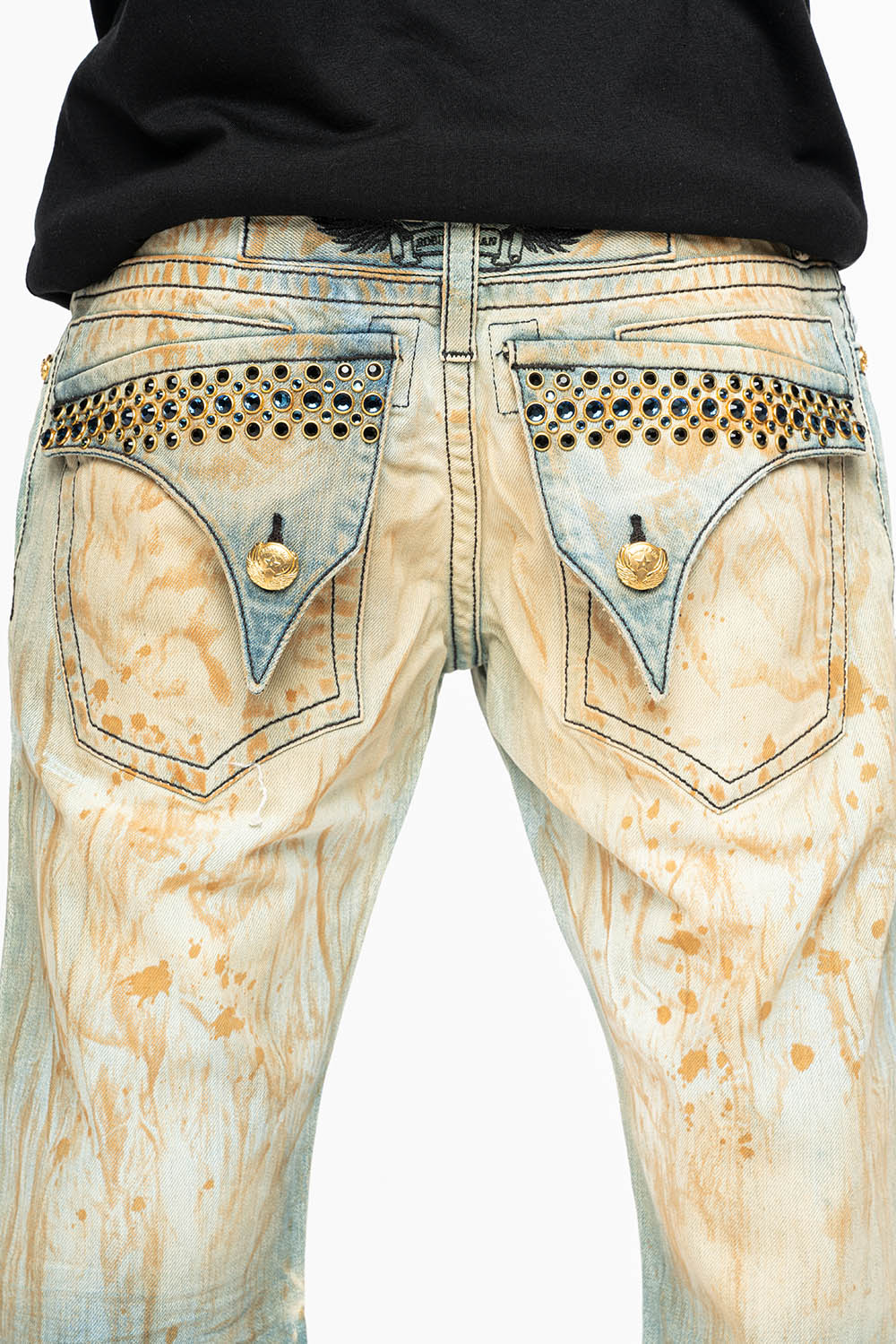 MENS SHORT WITH FLAP POCKETS IN TRAVELER BROKEN REPAIRED WASH WITH CRYSTALS - Image 7
