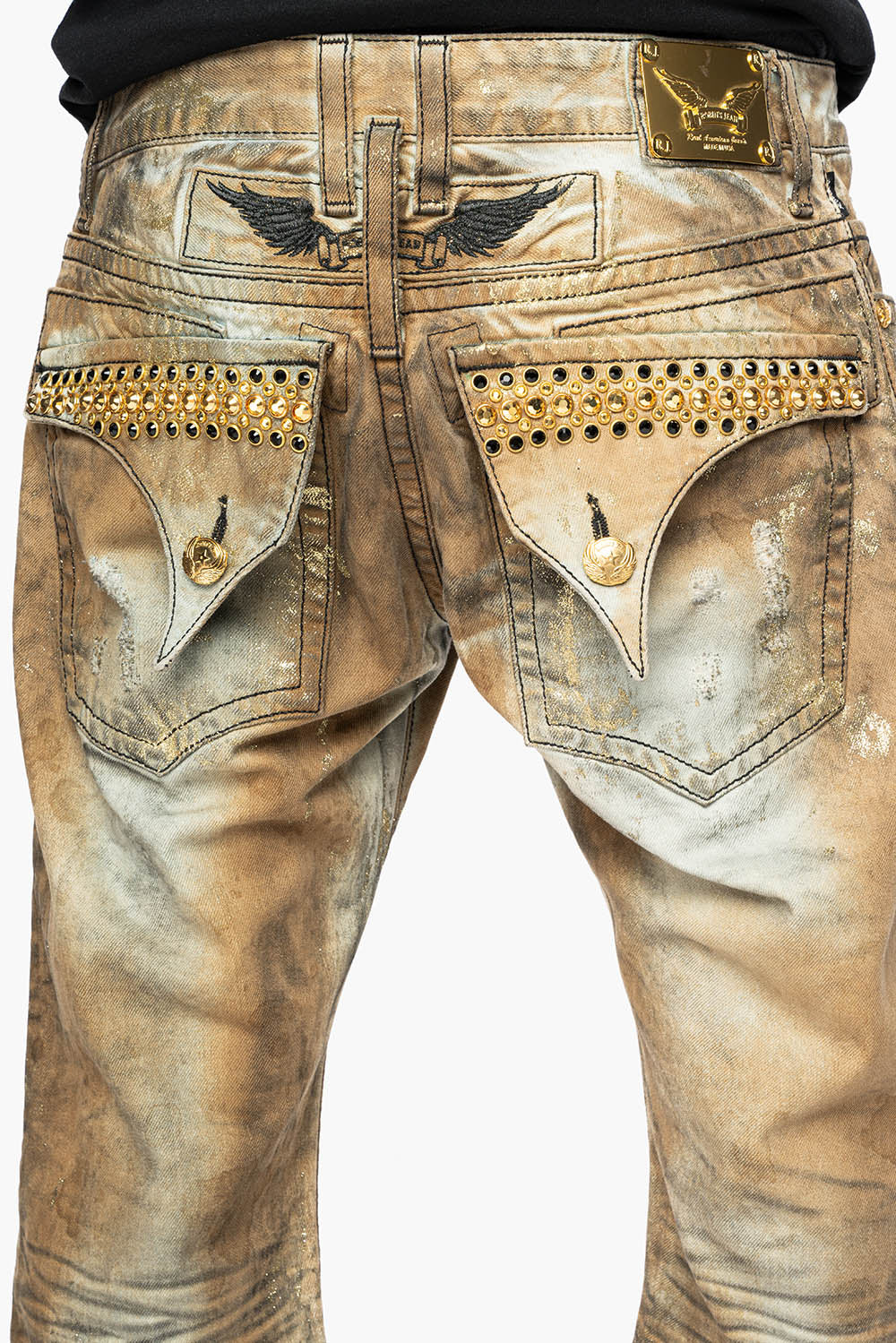 MENS SHORT WITH FLAP POCKETS IN TREVOR BROKEN REPAIRED WASH WITH CRYSTALS - Image 4
