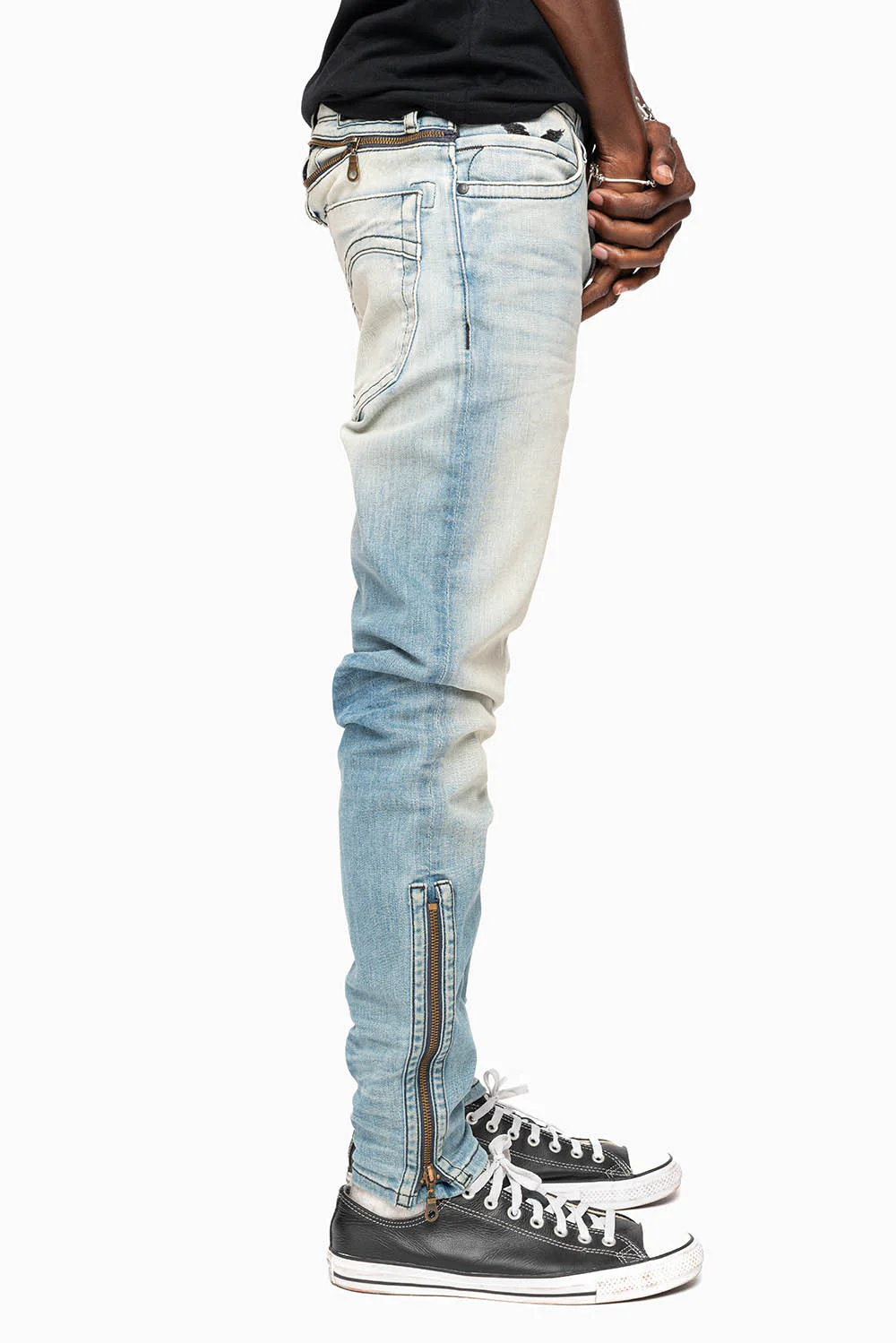 MENS SKINNY LEG ZIPPER JEANS IN ELROY MEDIUM WASH - Image 4