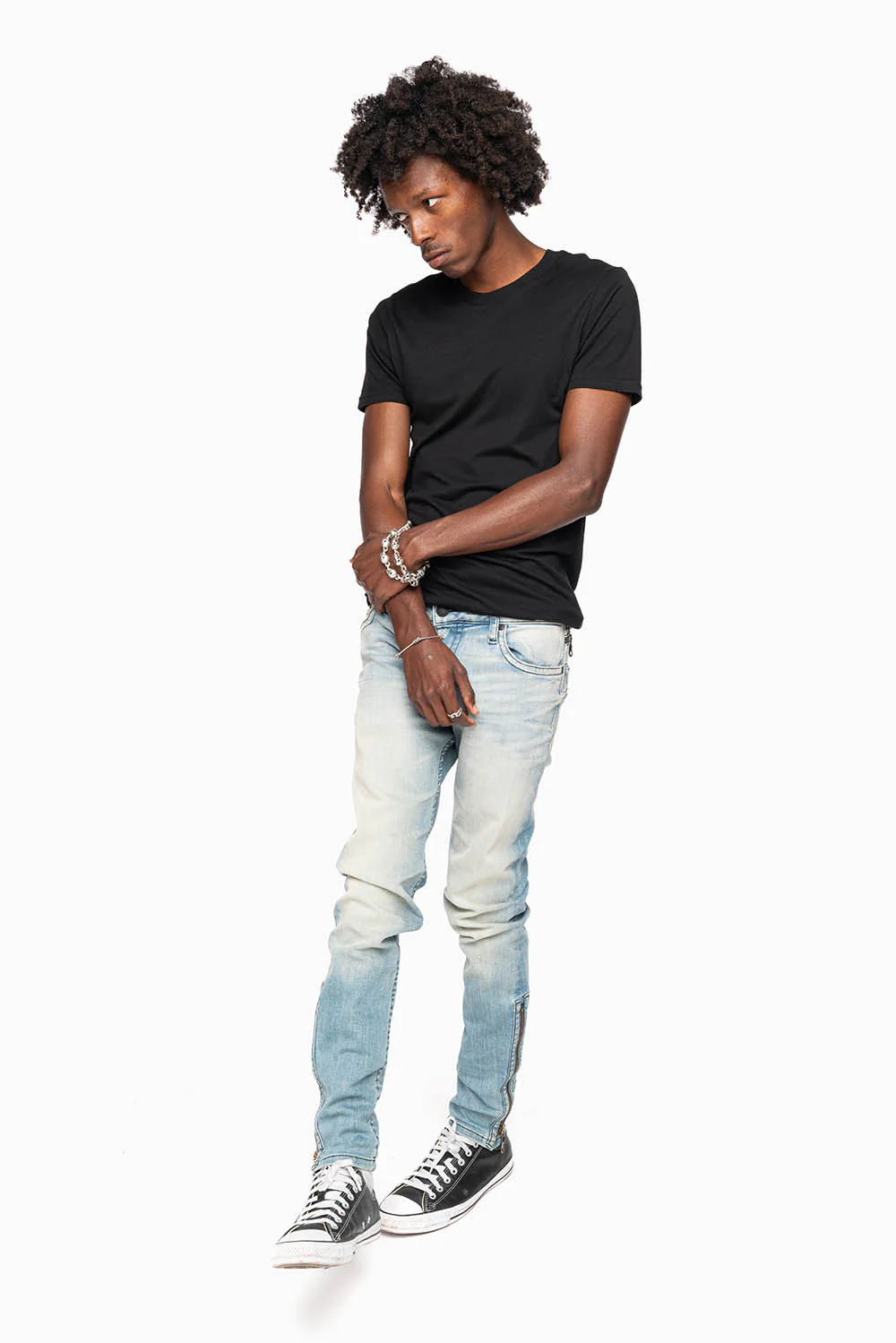 MENS SKINNY LEG ZIPPER JEANS IN ELROY MEDIUM WASH - Image 5