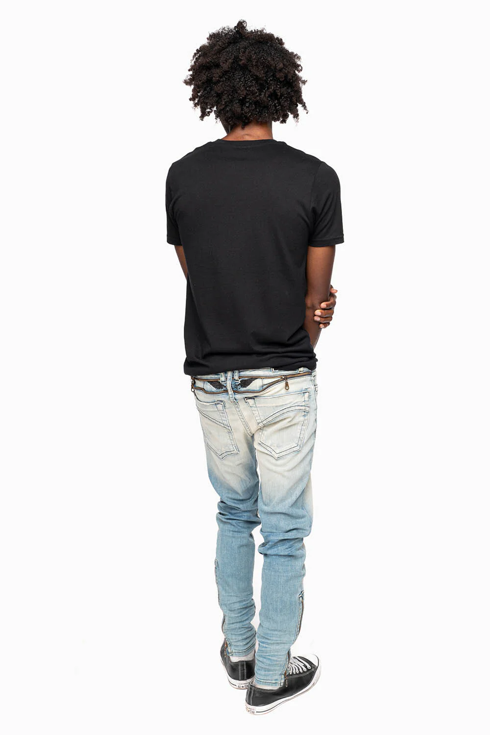 MENS SKINNY LEG ZIPPER JEANS IN ELROY MEDIUM WASH - Image 6