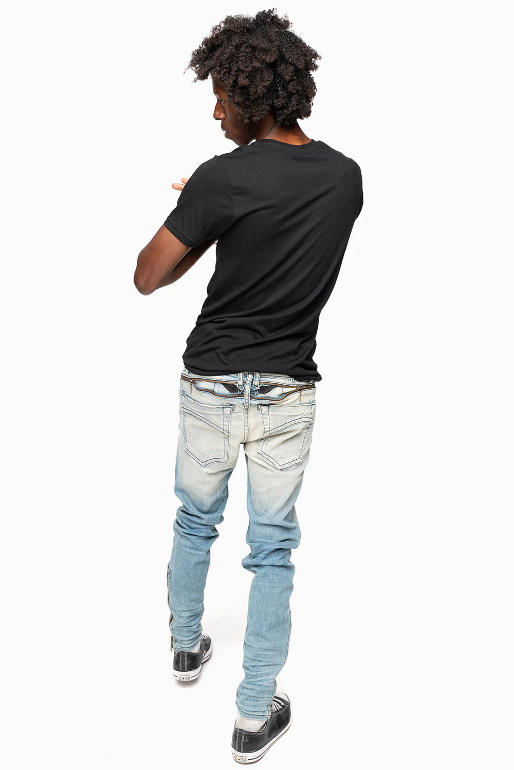 MENS SKINNY LEG ZIPPER JEANS IN ELROY MEDIUM WASH - Image 8