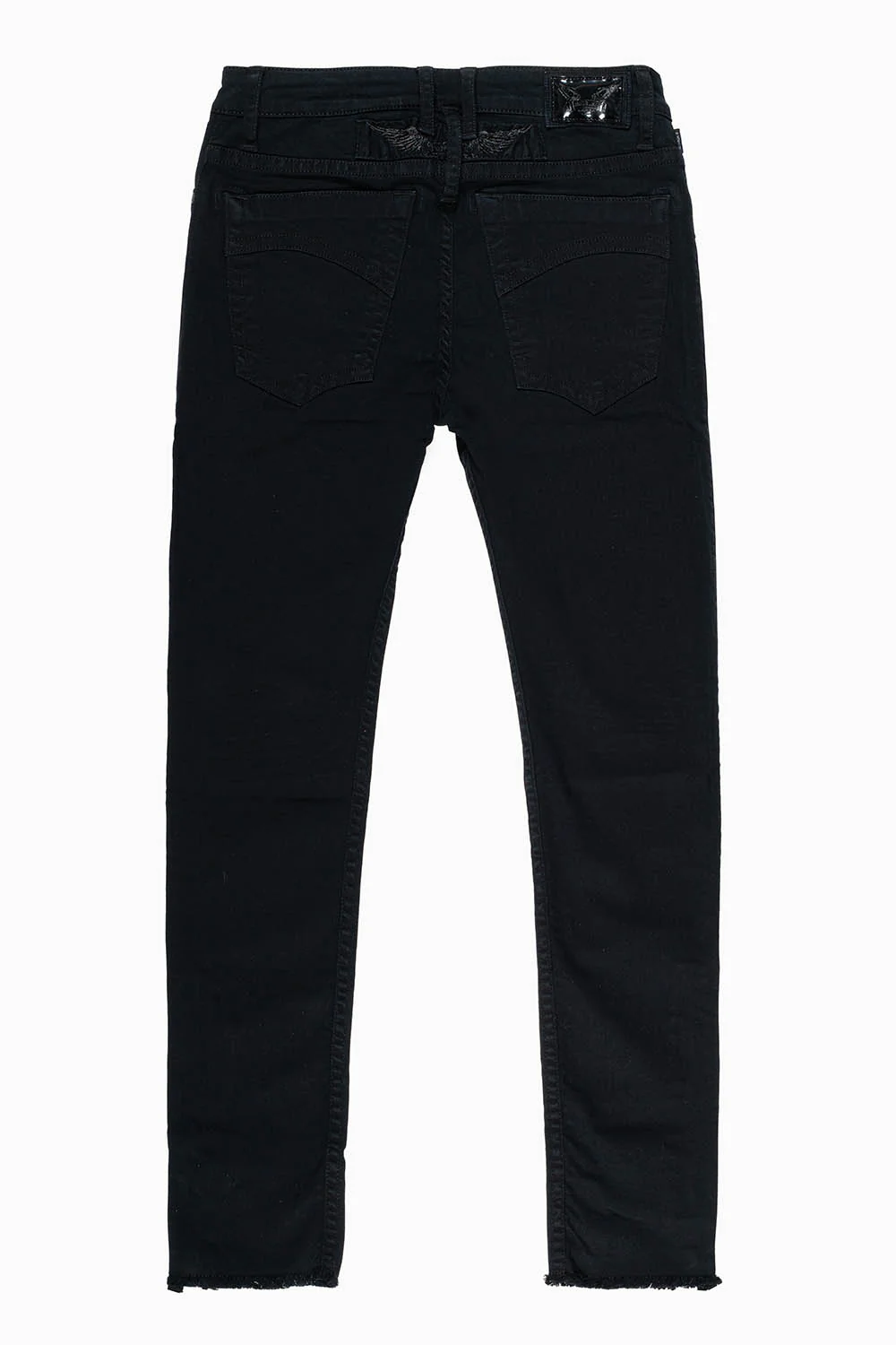 MENS SKINNY LEG ZIPPER JEANS IN PURE  BLK - Image 2