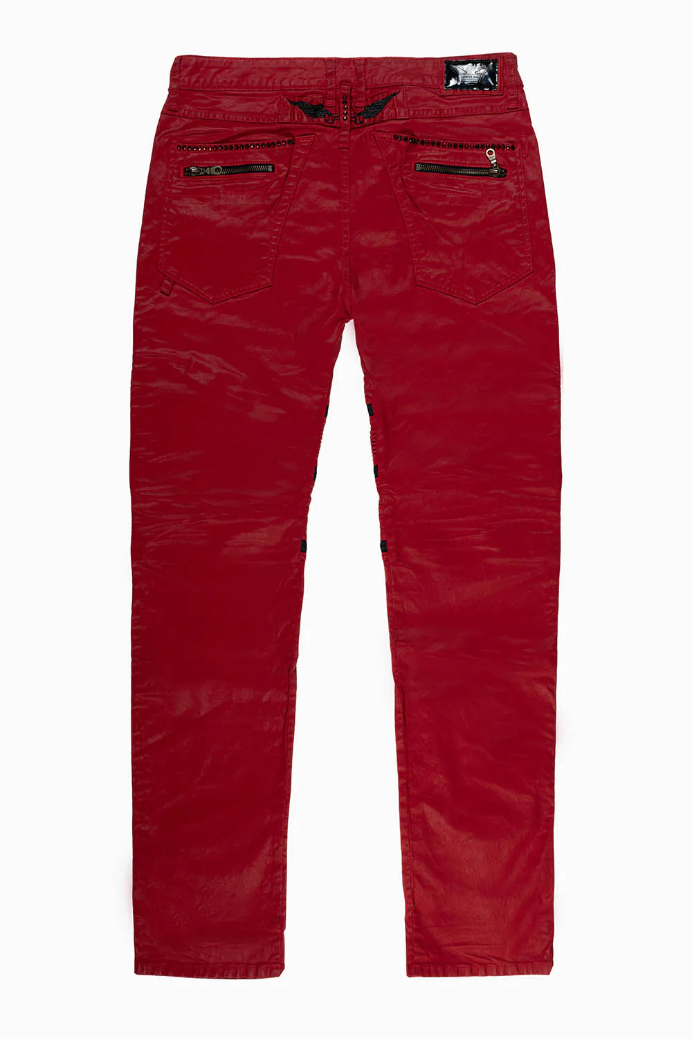 MENS THE SHOW BIKER JEANS IN RED DY FABRIC EMBELLISHED WITH RED CRYSTALS - Image 2