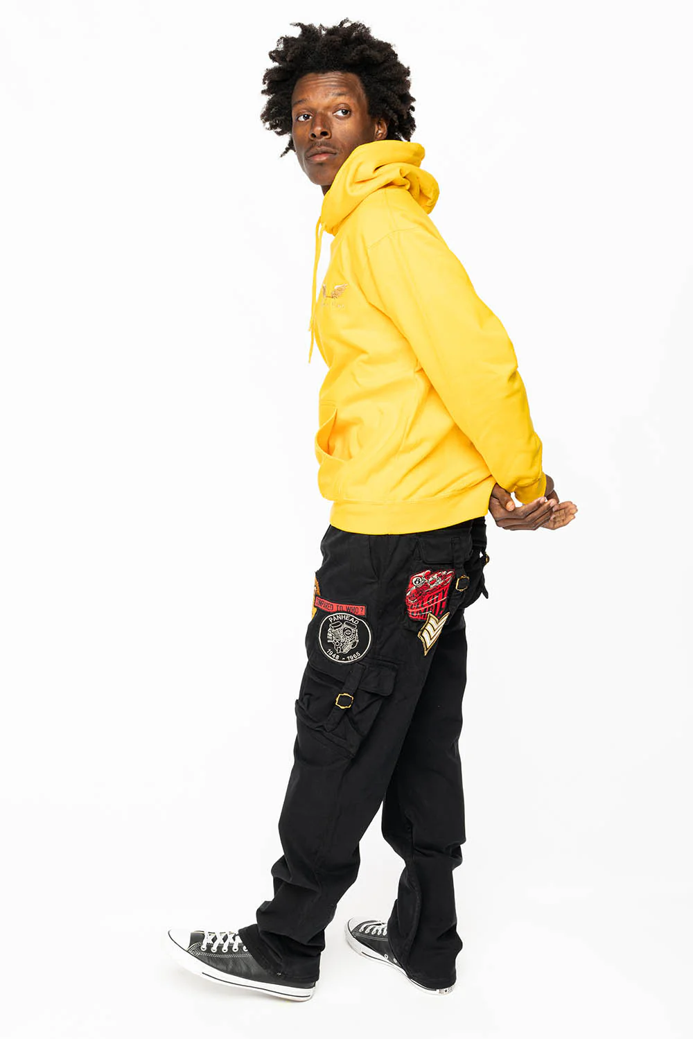 ROBINS NEW MILITARY STYLE CARGO PANTS IN BLACK COLOR WITH MULTIPLE PATCH - Image 2