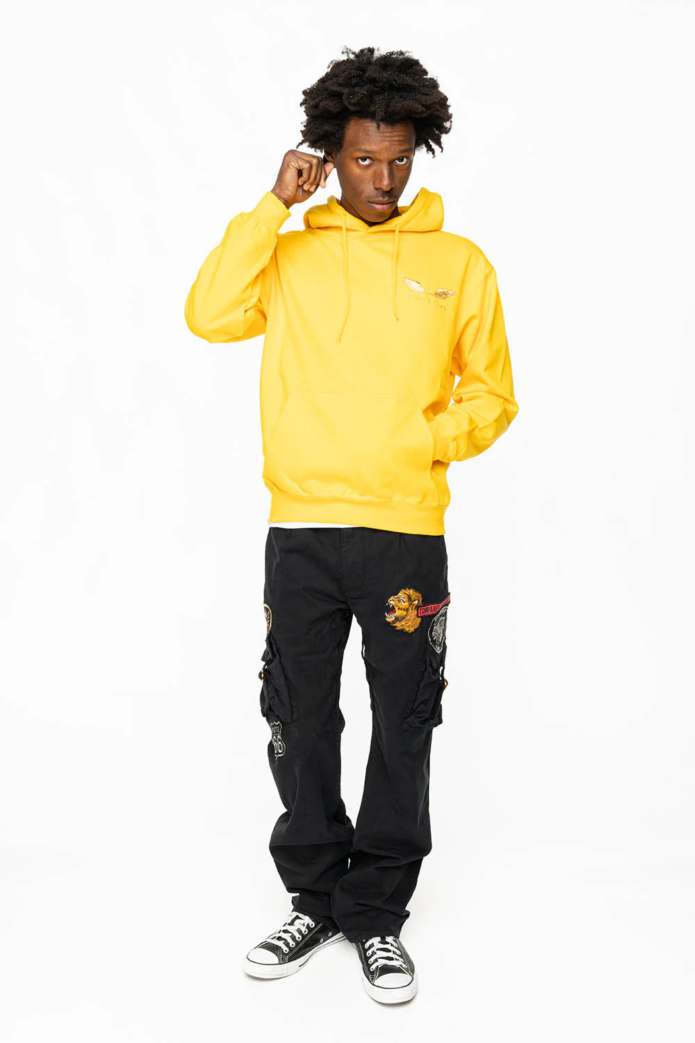 ROBINS NEW MILITARY STYLE CARGO PANTS IN BLACK COLOR WITH MULTIPLE PATCH - Image 3