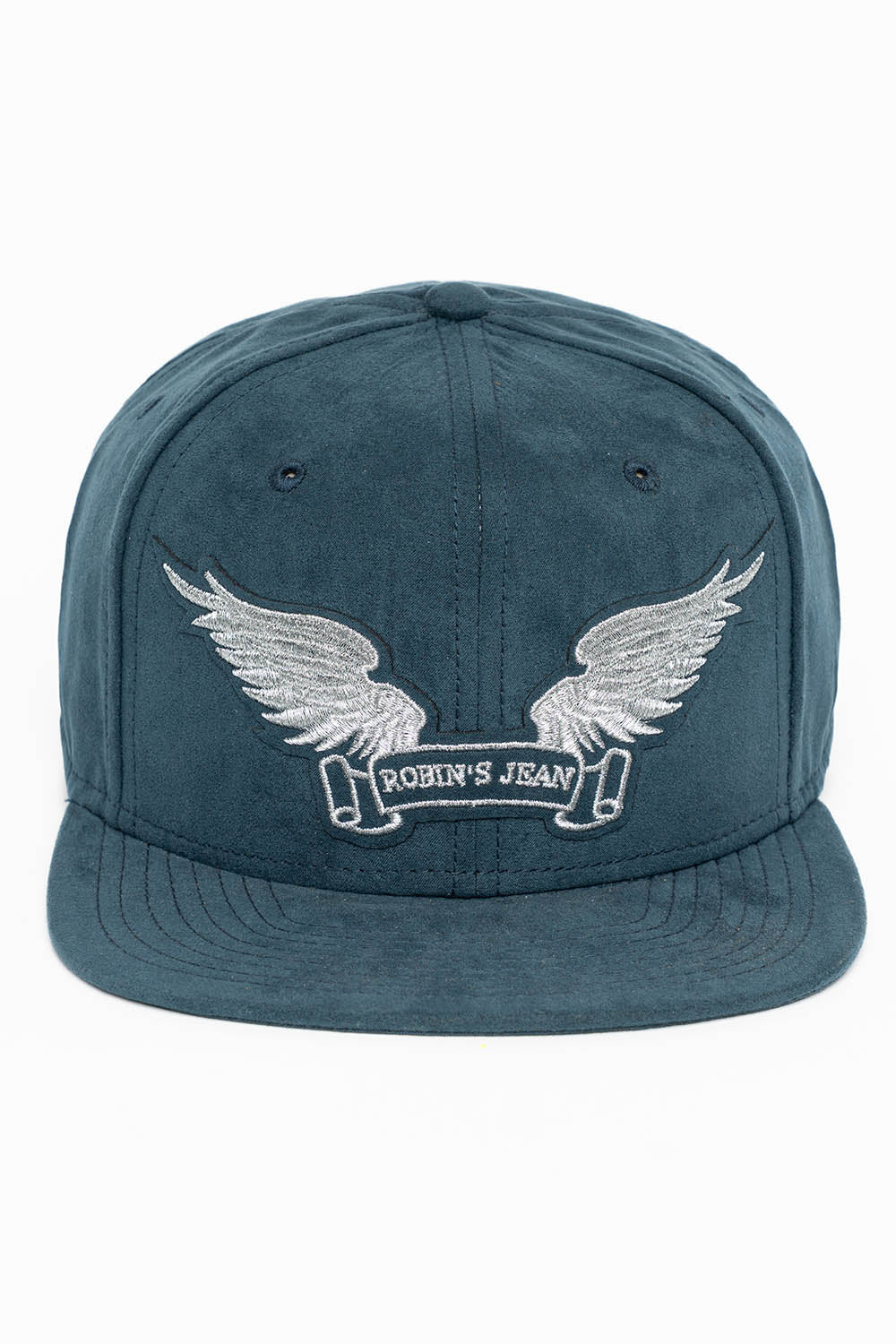 MICRO SUEDE CAP IN BLUE COLOR IN SILVER WING LOGO EMBROIDERY