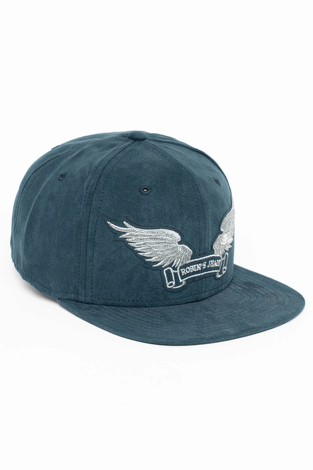 MICRO SUEDE CAP IN BLUE COLOR IN SILVER WING LOGO EMBROIDERY - Image 2