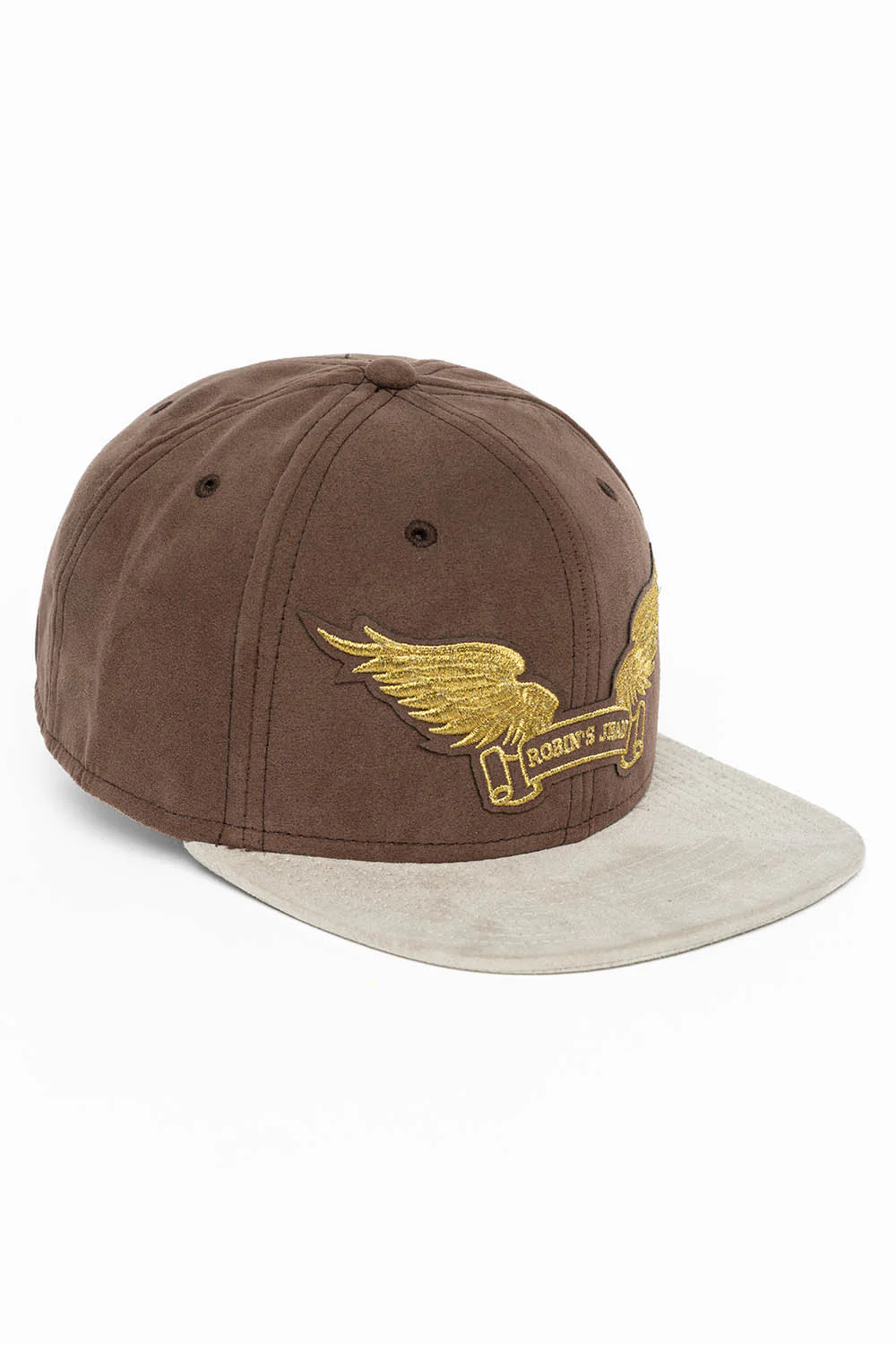 MICRO SUEDE CAP IN BROWN /STONE COLOR IN GOLD WING LOGO EMBROIDERY - Image 2