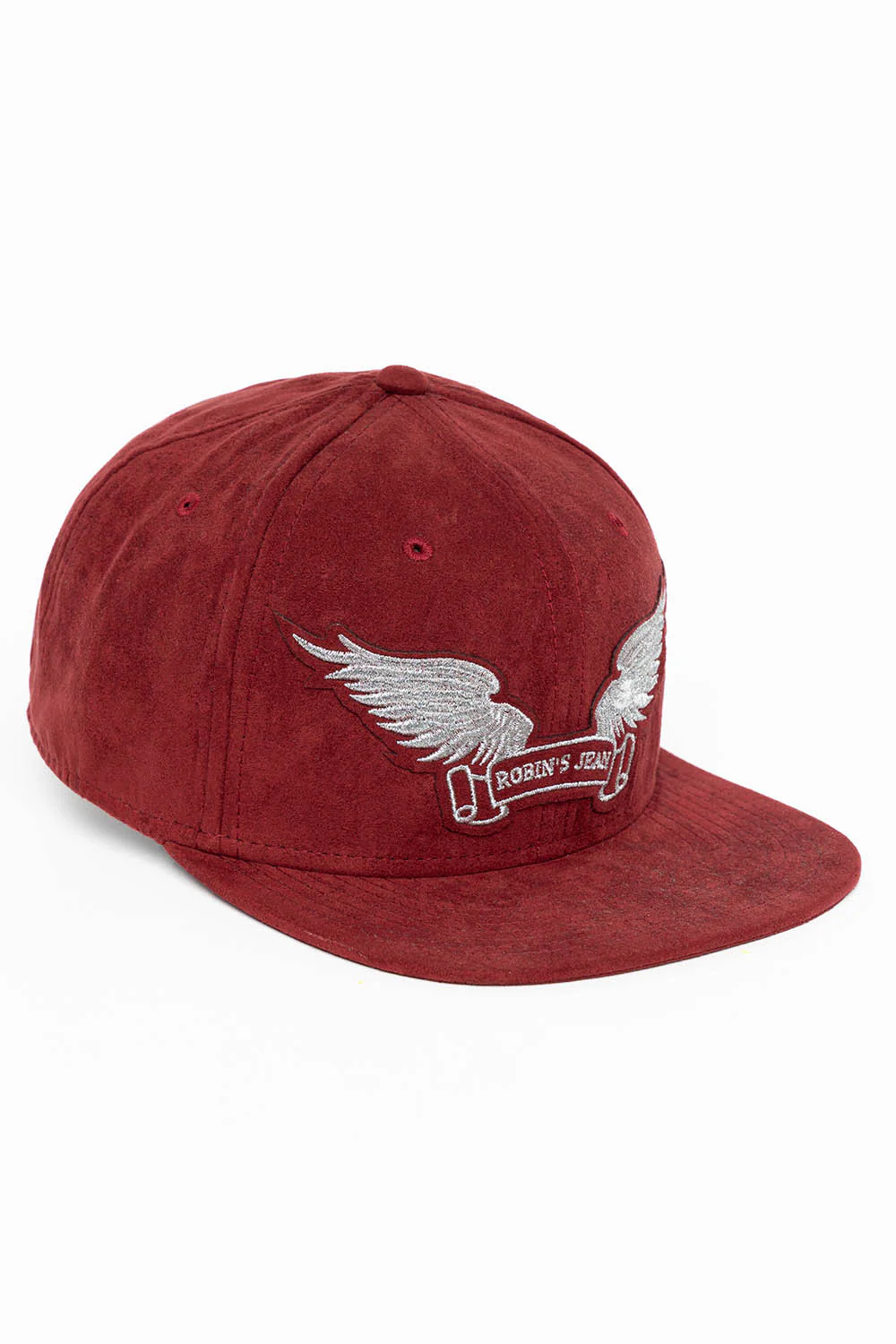 MICRO SUEDE CAP IN BURGUNDY COLOR IN SILVER WING LOGO EMBROIDERY - Image 2