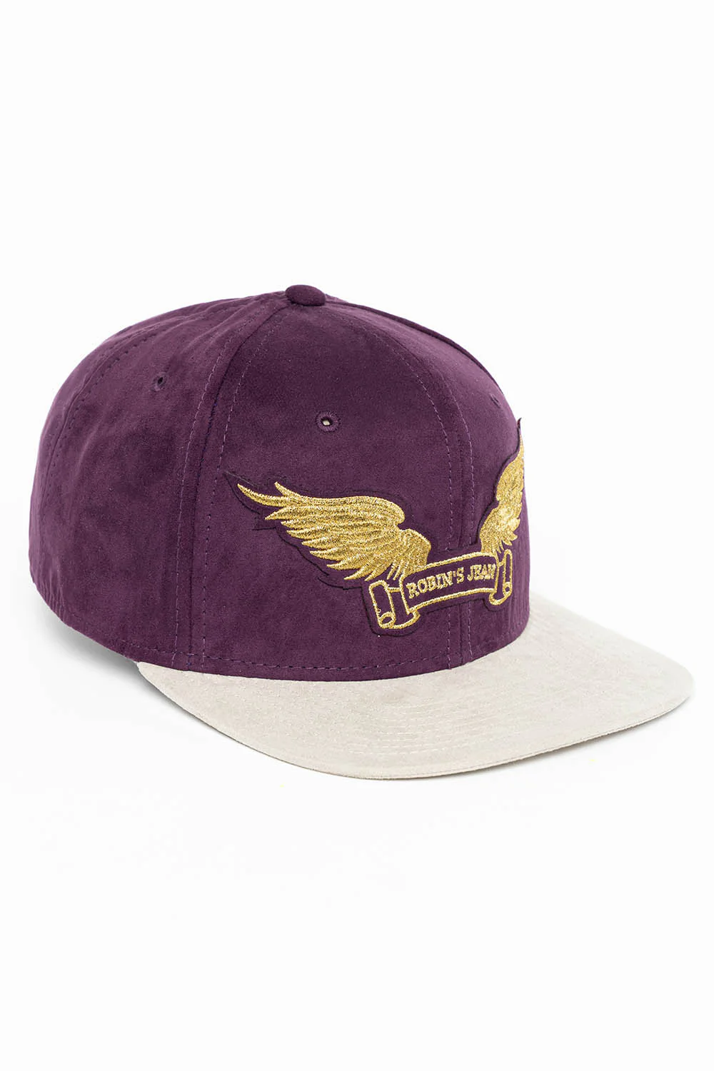 MICRO SUEDE CAP IN GRAPE/STONE COLOR IN GOLD WING LOGO EMBROIDERY - Image 2