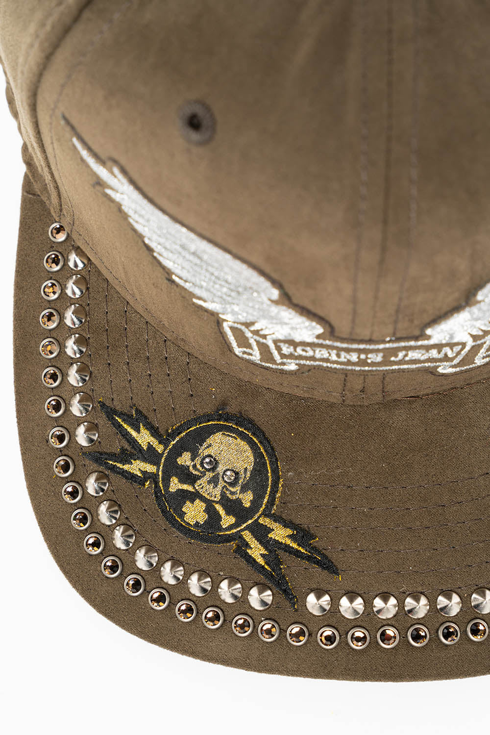 MICRO SUEDE CAP IN OLIVE COLOR IN SILVER WING LOGO EMBROIDERY - Image 2