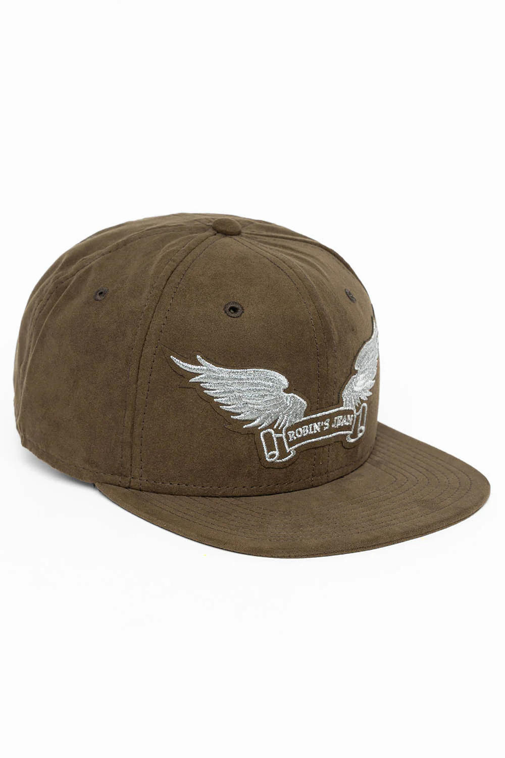 MICRO SUEDE CAP IN OLIVE COLOR IN SILVER WING LOGO EMBROIDERY - Image 2