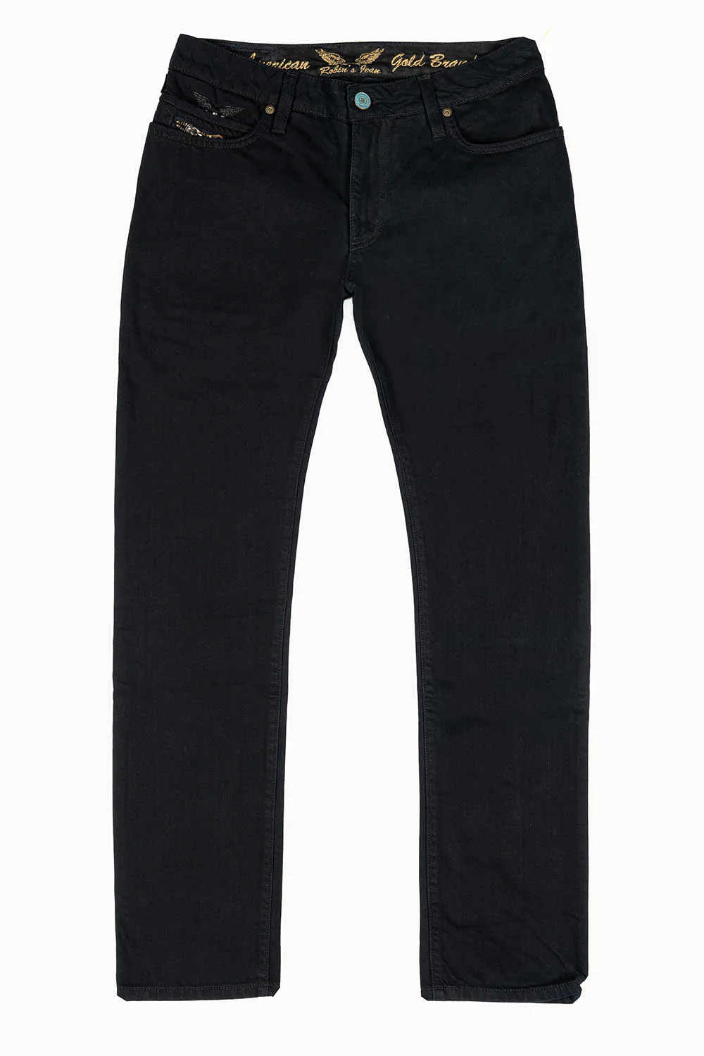 MINI FLAP MENS SLIM JEANS IN PURE BLK WASH WITH CRYSTALS - Image 3