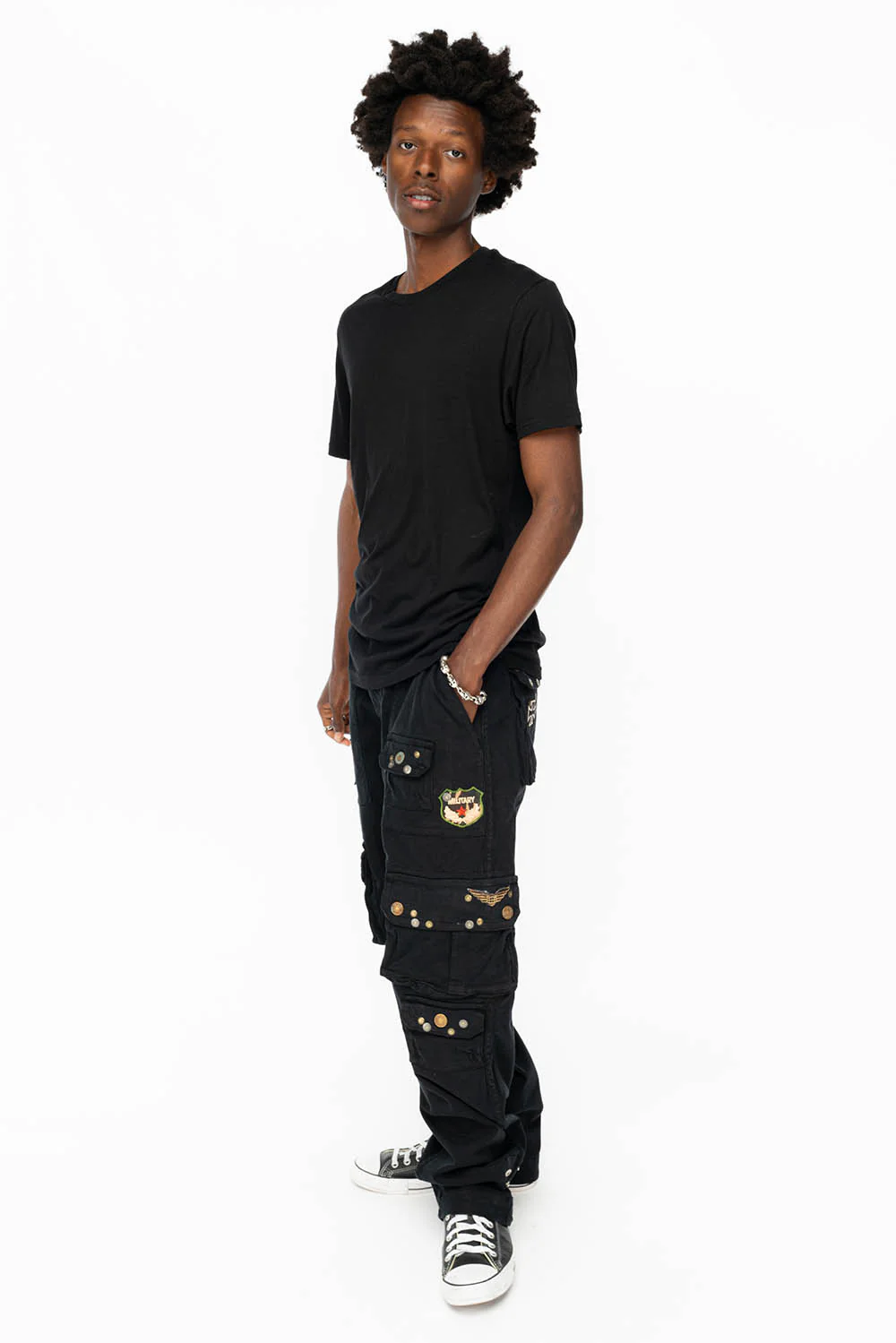 ORIGINAL ROBIN’S JEAN CALL OF DUTY CARGO PANTS IN BLACK COLOR  WITH ROCK N ROLL PATCH - Image 5