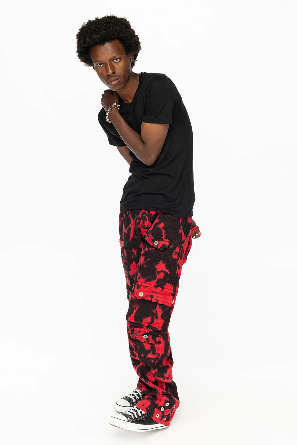ORIGINAL ROBIN’S JEAN CALL OF DUTY CARGO PANTS IN BLACK/RED SPECIALTY WASH - Image 2