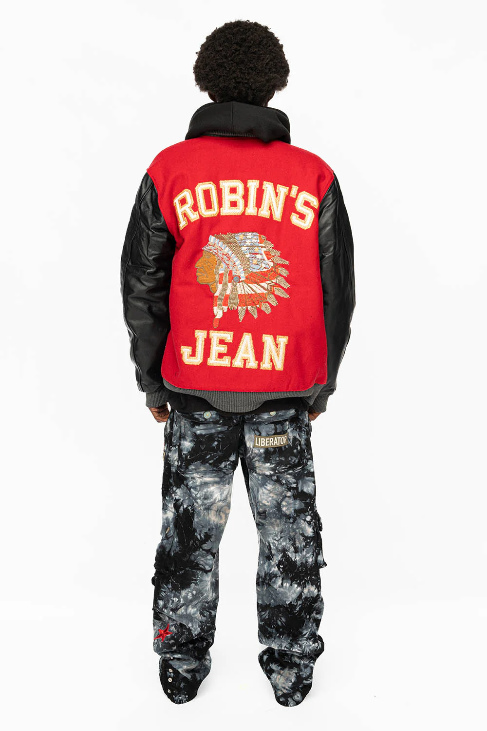 ORIGINAL ROBIN’S JEAN CALL OF DUTY CARGO PANTS IN CRYSTAL TYE DYE BLK WITH PATCH - Image 4