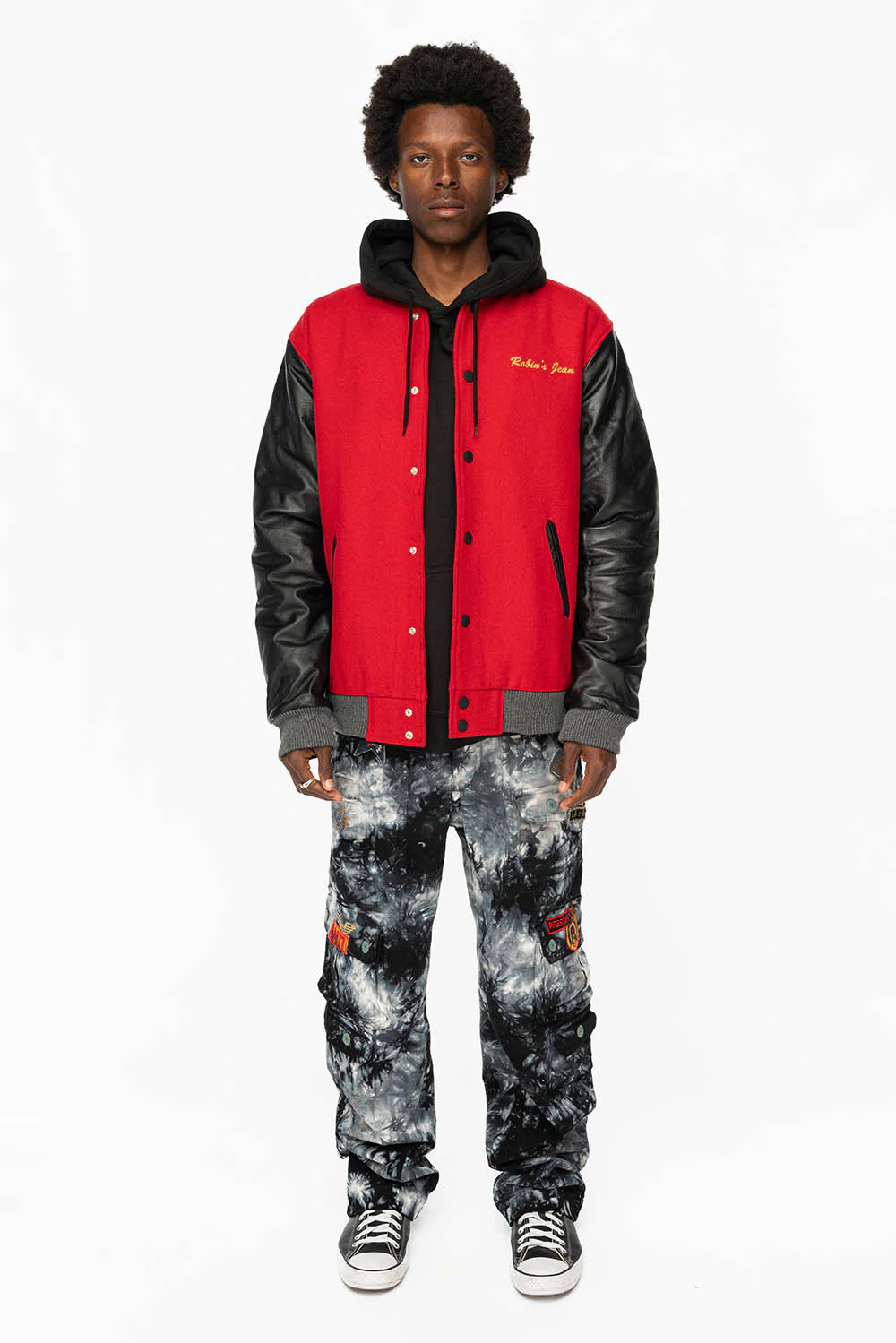 ORIGINAL ROBIN’S JEAN CALL OF DUTY CARGO PANTS IN CRYSTAL TYE DYE BLK WITH PATCH - Image 7