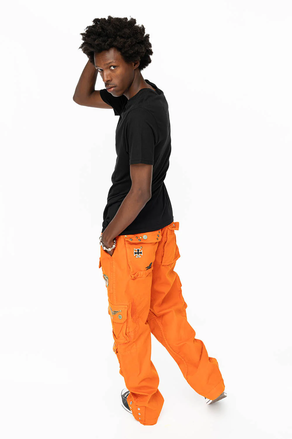 ORIGINAL ROBIN’S JEAN CALL OF DUTY CARGO PANTS IN ORANGE COLOR  WITH ROCK N ROLL PATCH - Image 6
