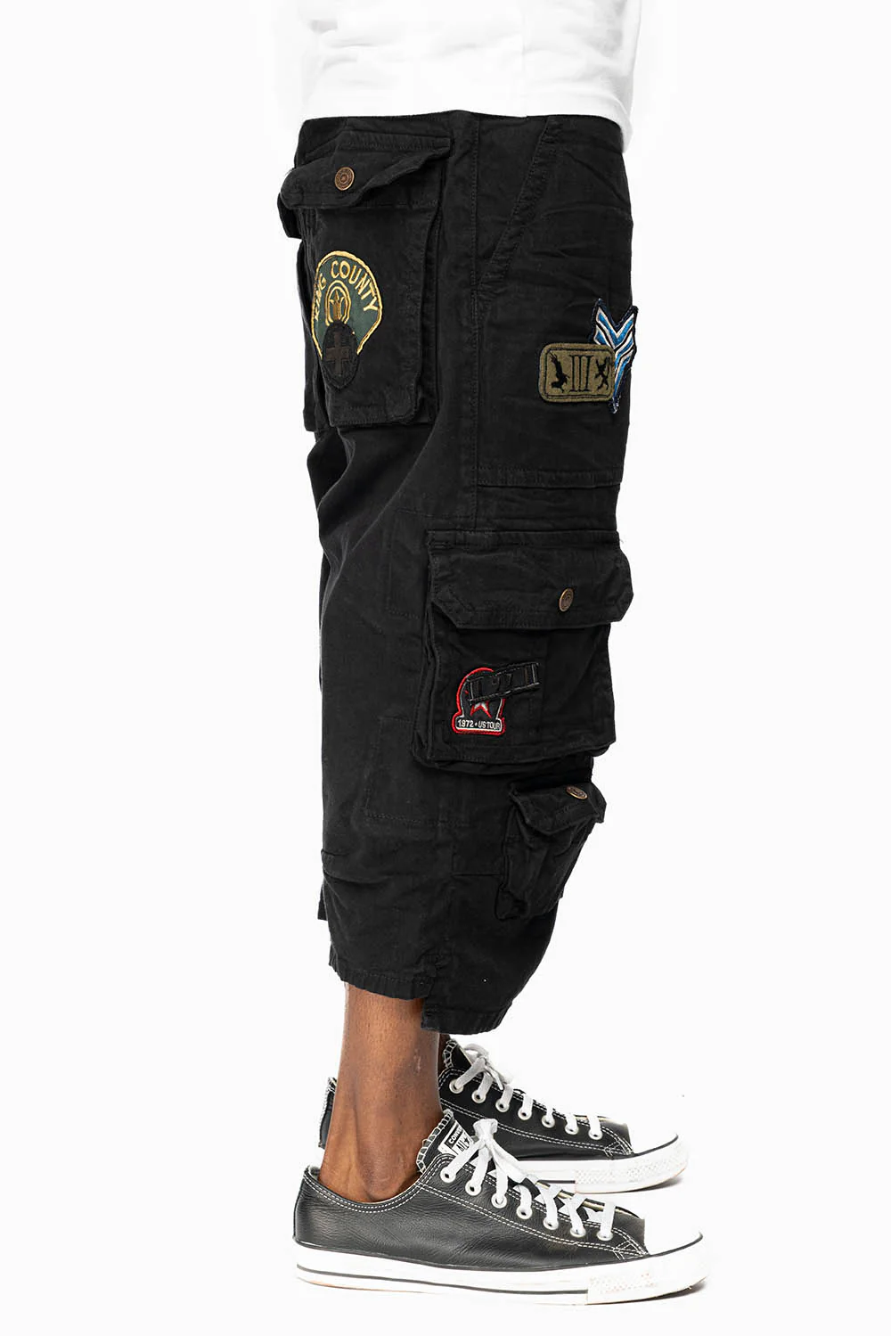 ORIGINAL ROBIN’S JEAN CALL OF DUTY CARGO SHORT IN PURE BLK WITH PATCH - Image 3
