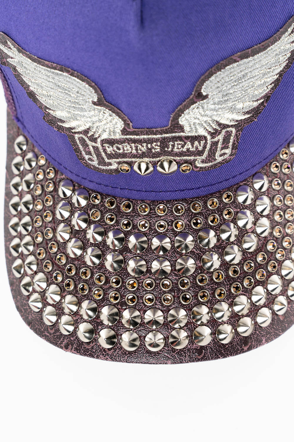 PURPLE/WINE OSTRICH TRUCKER HAT WITH SILVER WING LOGO EMBROIDERY - Image 2