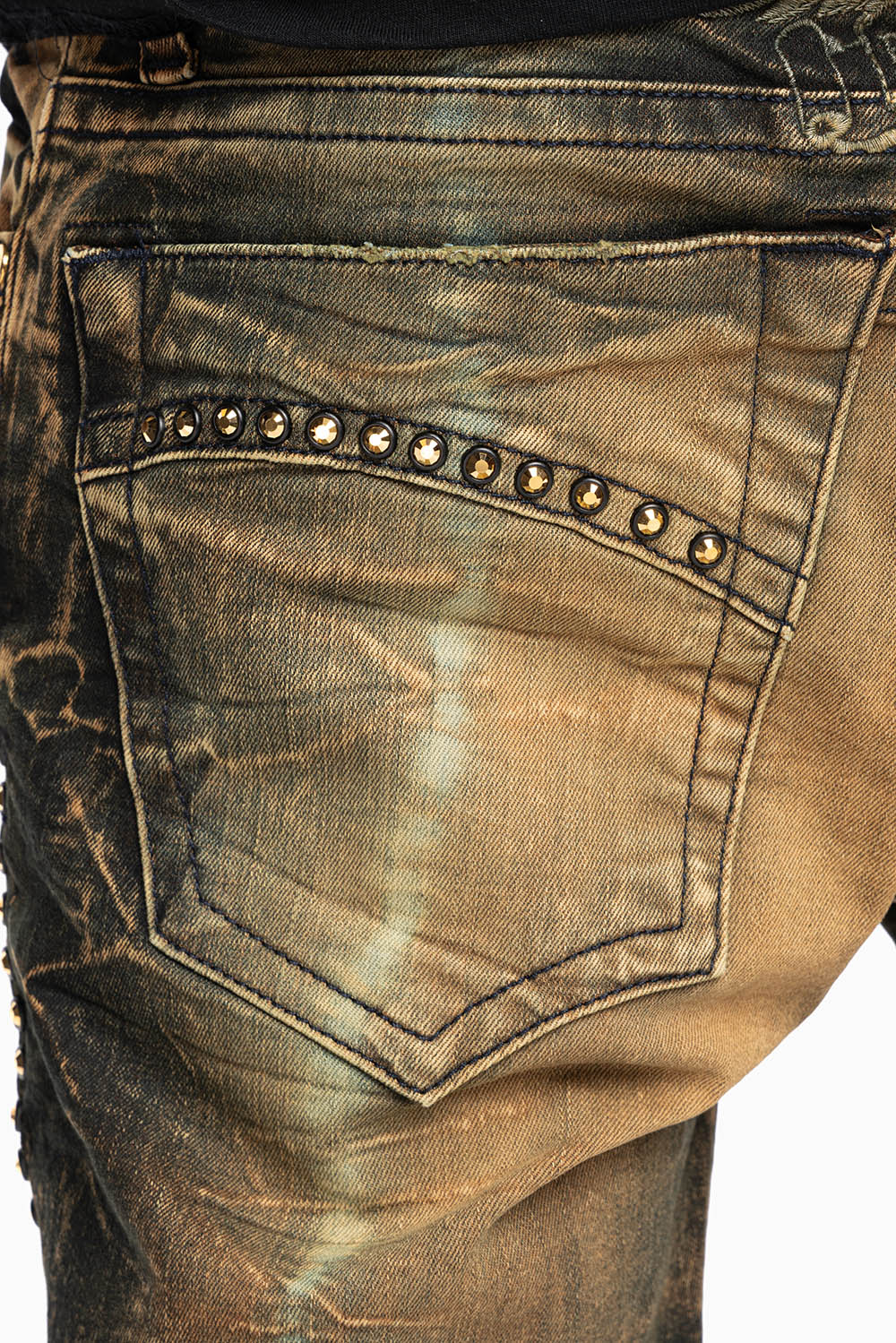 SKINNY MENS JEANS IN 4D DARK PERU WASH WITH AURUM CRYSTALS - Image 4
