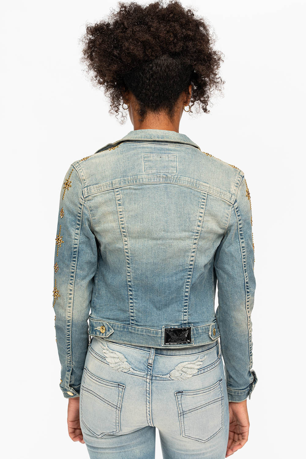 DENIM JACKET IN MAORIE LIGHT WITH CRYSTALS - Image 3