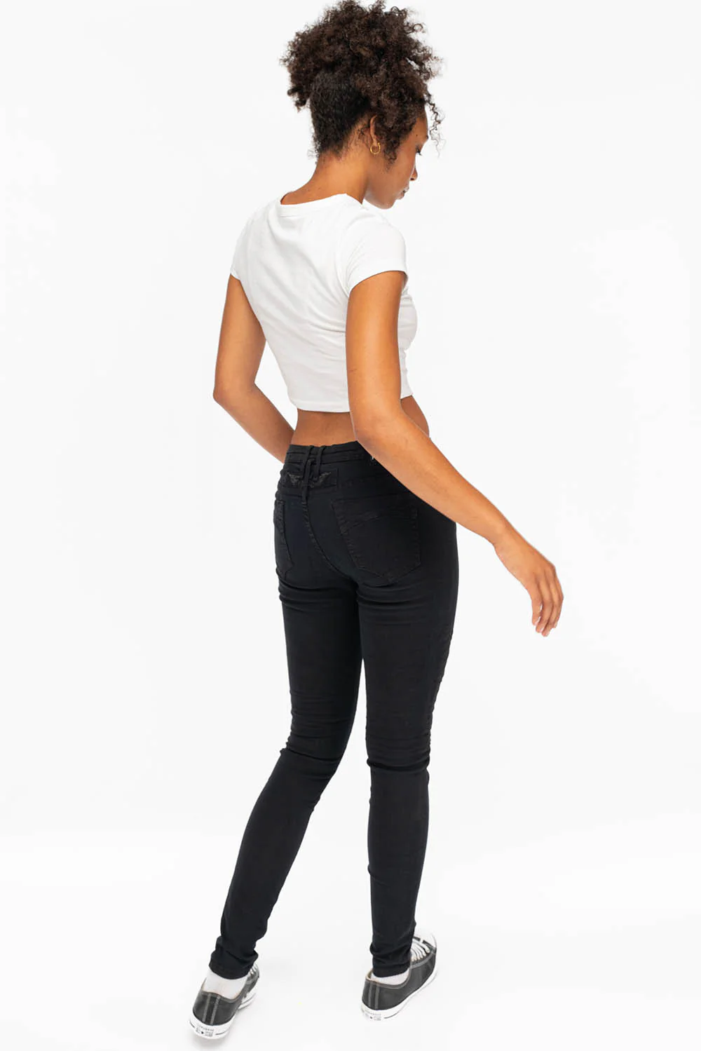 ROBIN'S WOMENS SKINNY MOTO JEANS IN PURE BLACK - Image 6