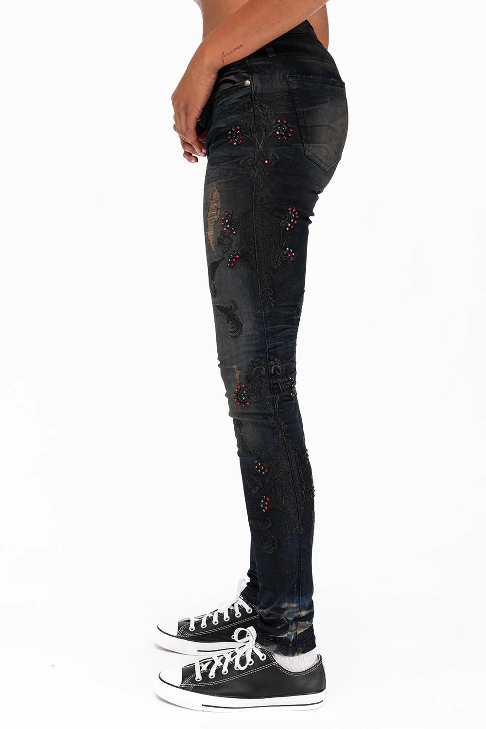 CRYSTAL ROSE SKINNY IN TAR BLACK - Image 2