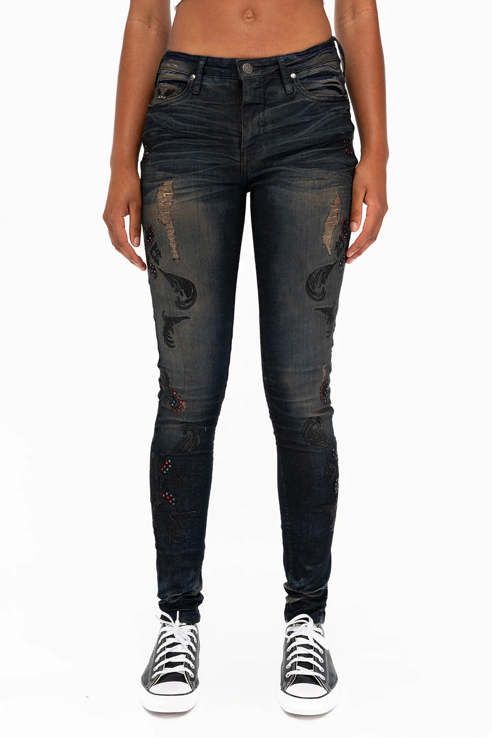 CRYSTAL ROSE SKINNY IN TAR BLACK - Image 3