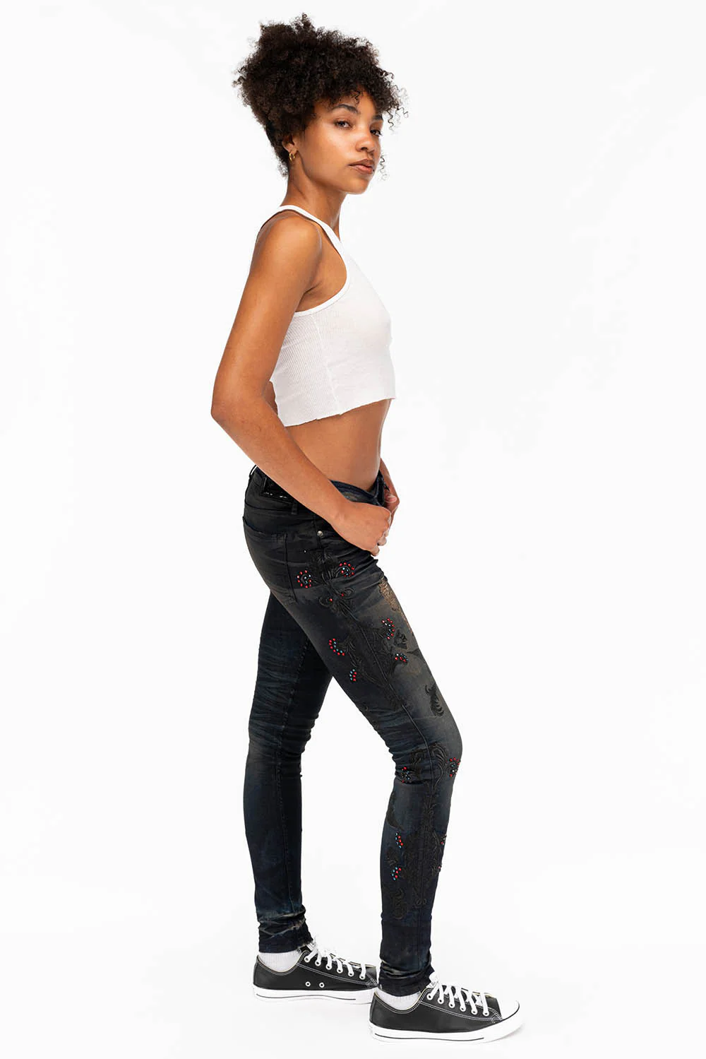 CRYSTAL ROSE SKINNY IN TAR BLACK - Image 5