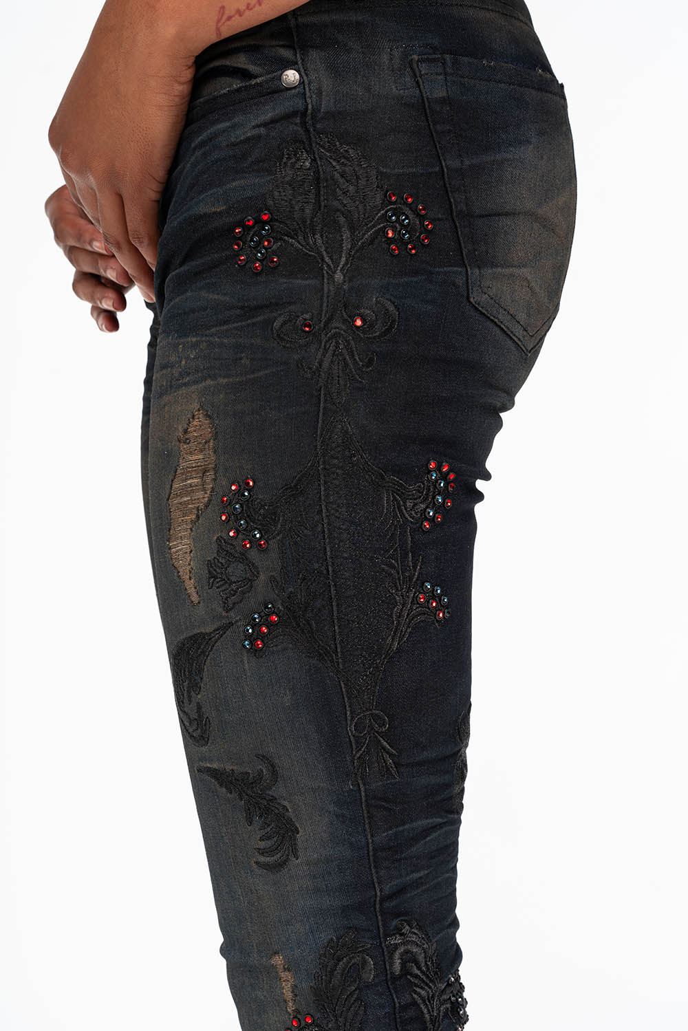 CRYSTAL ROSE SKINNY IN TAR BLACK - Image 8