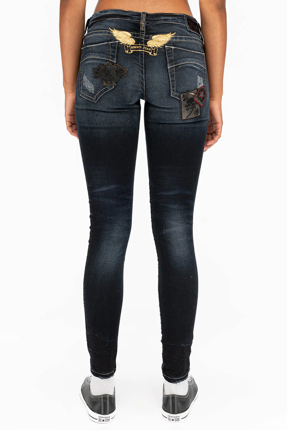 SKINNY RIPPED WOMENS JEANS WITH PATCHES IN F_UP BLACK - Image 3