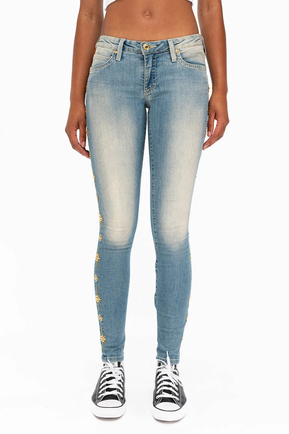 WOMENS SKINNY JEANS IN MAORIE LIGHT WITH CRYSTALS - Image 2