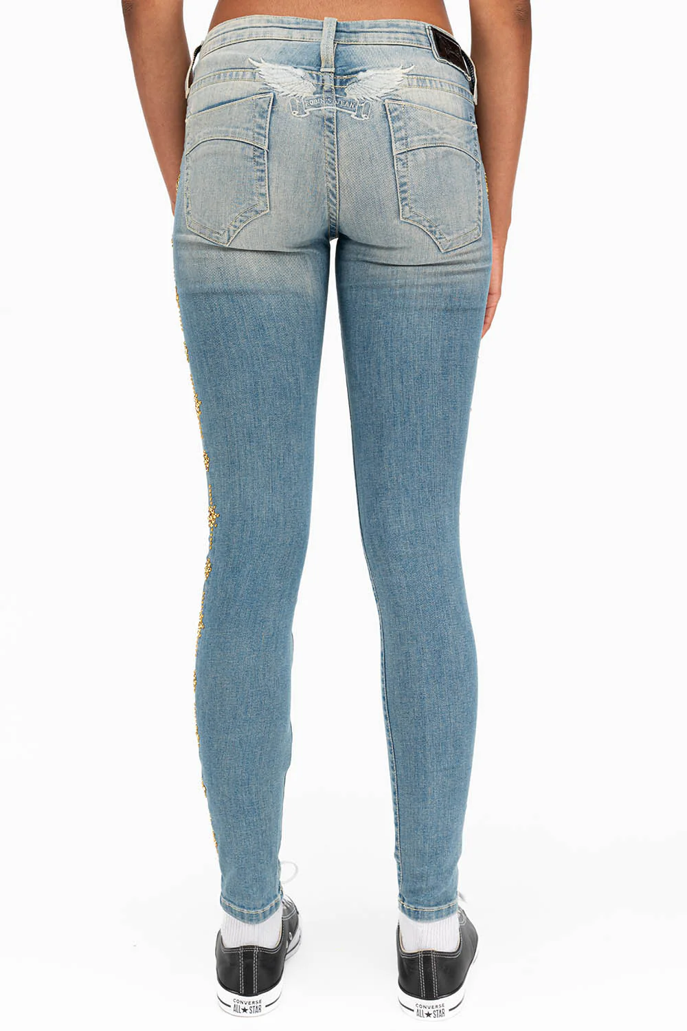WOMENS SKINNY JEANS IN MAORIE LIGHT WITH CRYSTALS - Image 3
