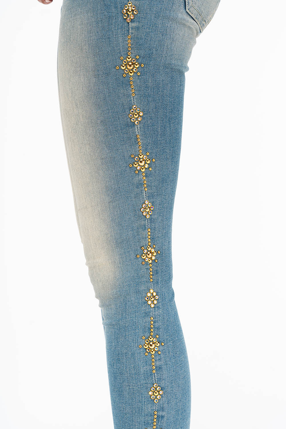 WOMENS SKINNY JEANS IN MAORIE LIGHT WITH CRYSTALS - Image 4