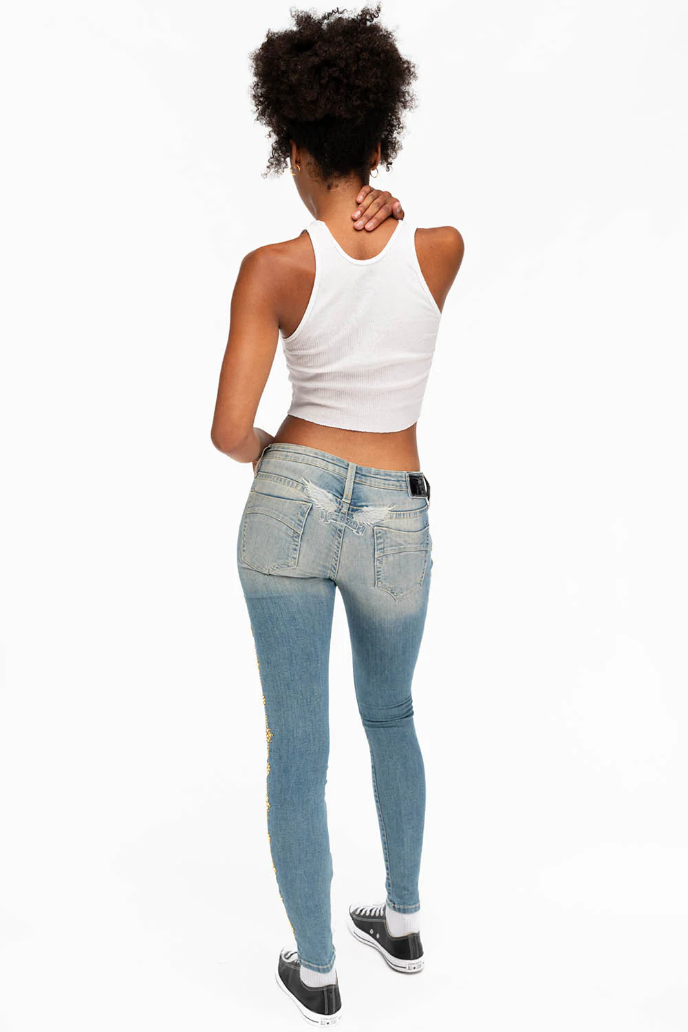 WOMENS SKINNY JEANS IN MAORIE LIGHT WITH CRYSTALS - Image 6
