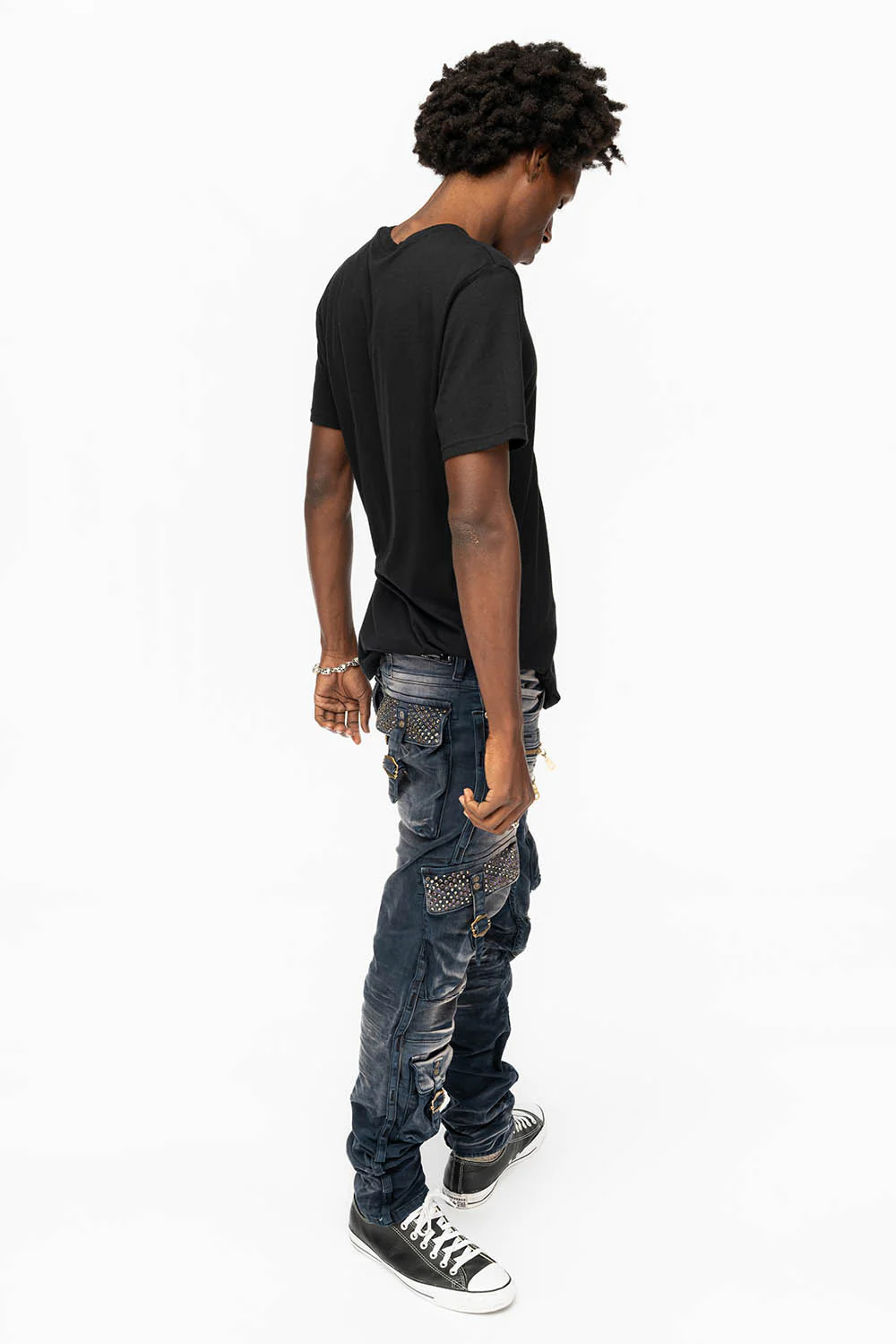 RAPTOR MILITARY STYLE CARGO JEAN IN ANTIQUE PURPLE WASH WITH CRYSTALS - Image 10