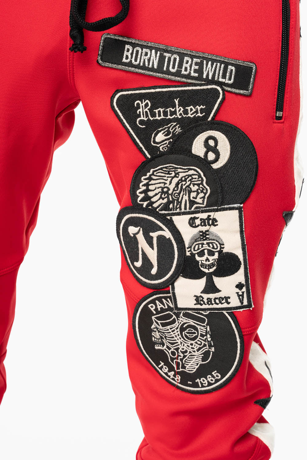 RED JOGGER WITH WHITE STRIPE AND PATCHWORK - Image 10