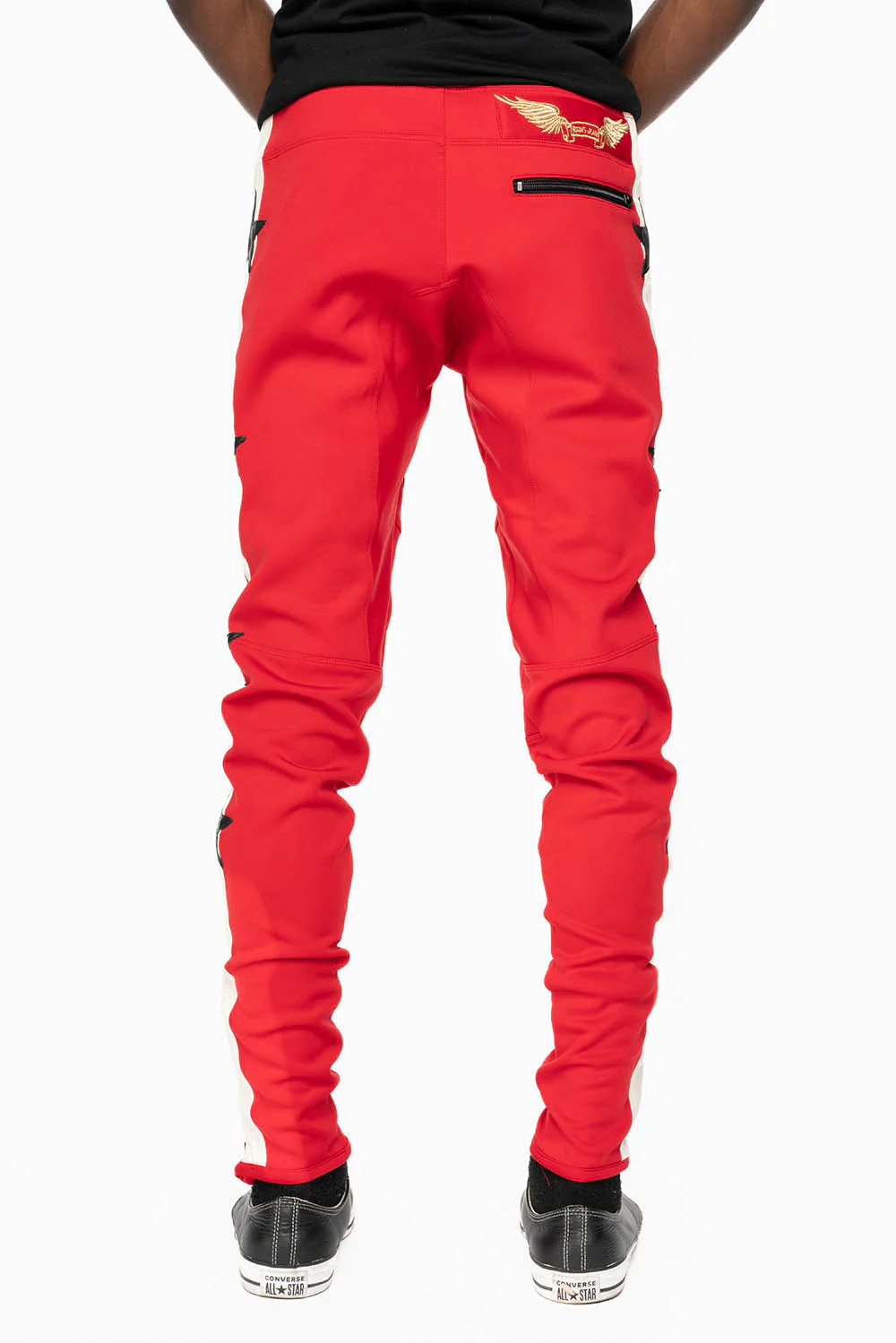 RED JOGGER WITH WHITE STRIPE AND PATCHWORK - Image 6
