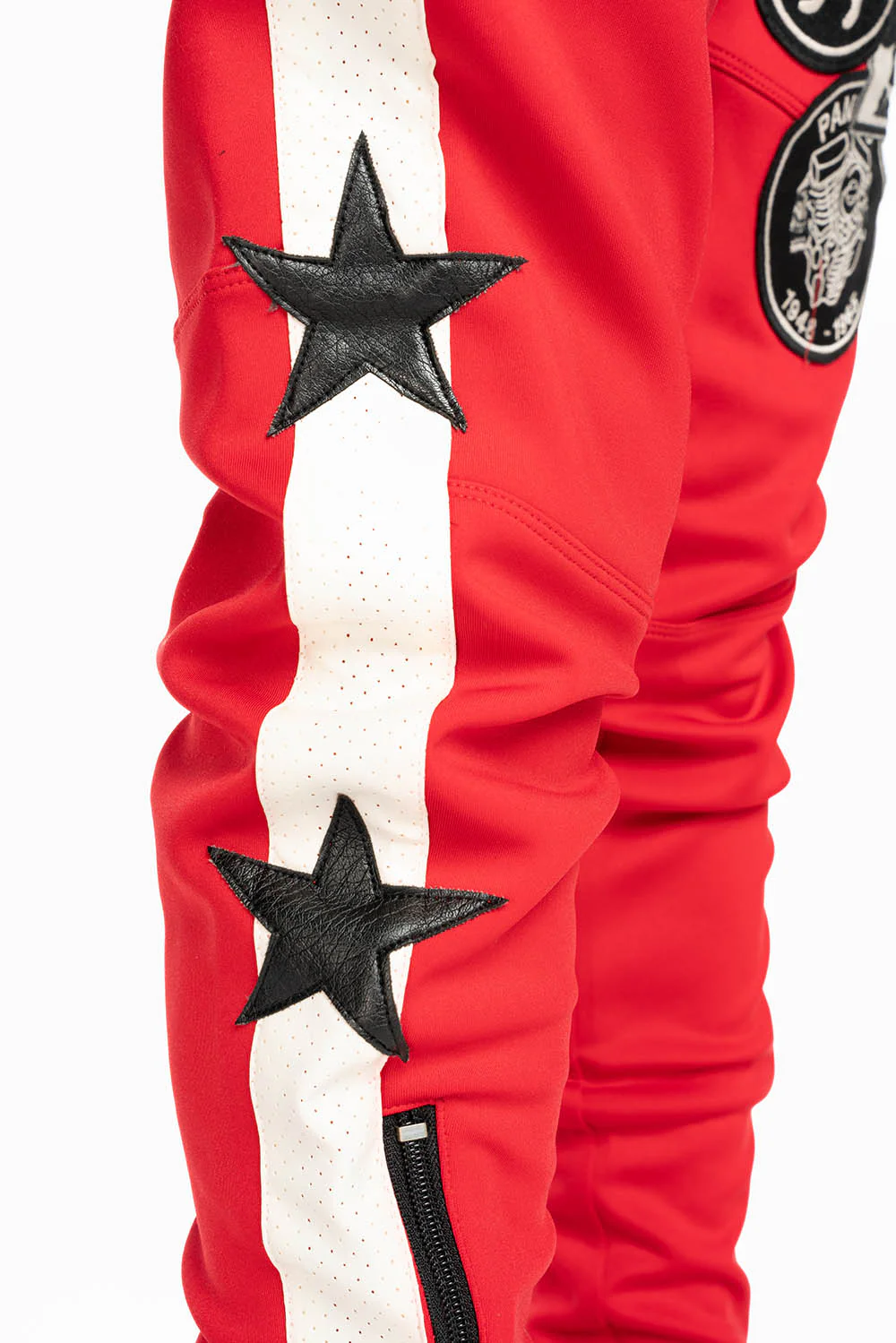 RED JOGGER WITH WHITE STRIPE AND PATCHWORK - Image 9