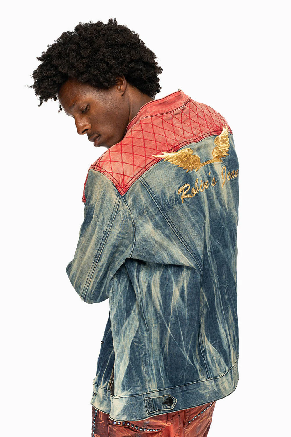 ROBIN’S DENIM JACKET WITH ZIPPER AND RED PADDED INSERT - Image 2