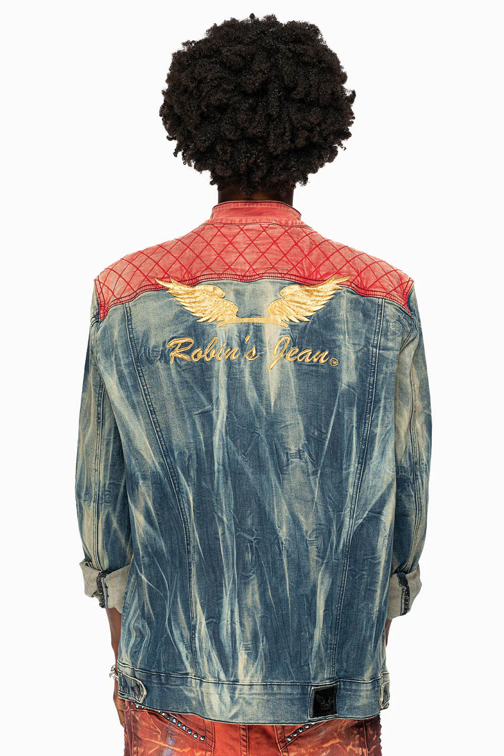 ROBIN’S DENIM JACKET WITH ZIPPER AND RED PADDED INSERT - Image 5