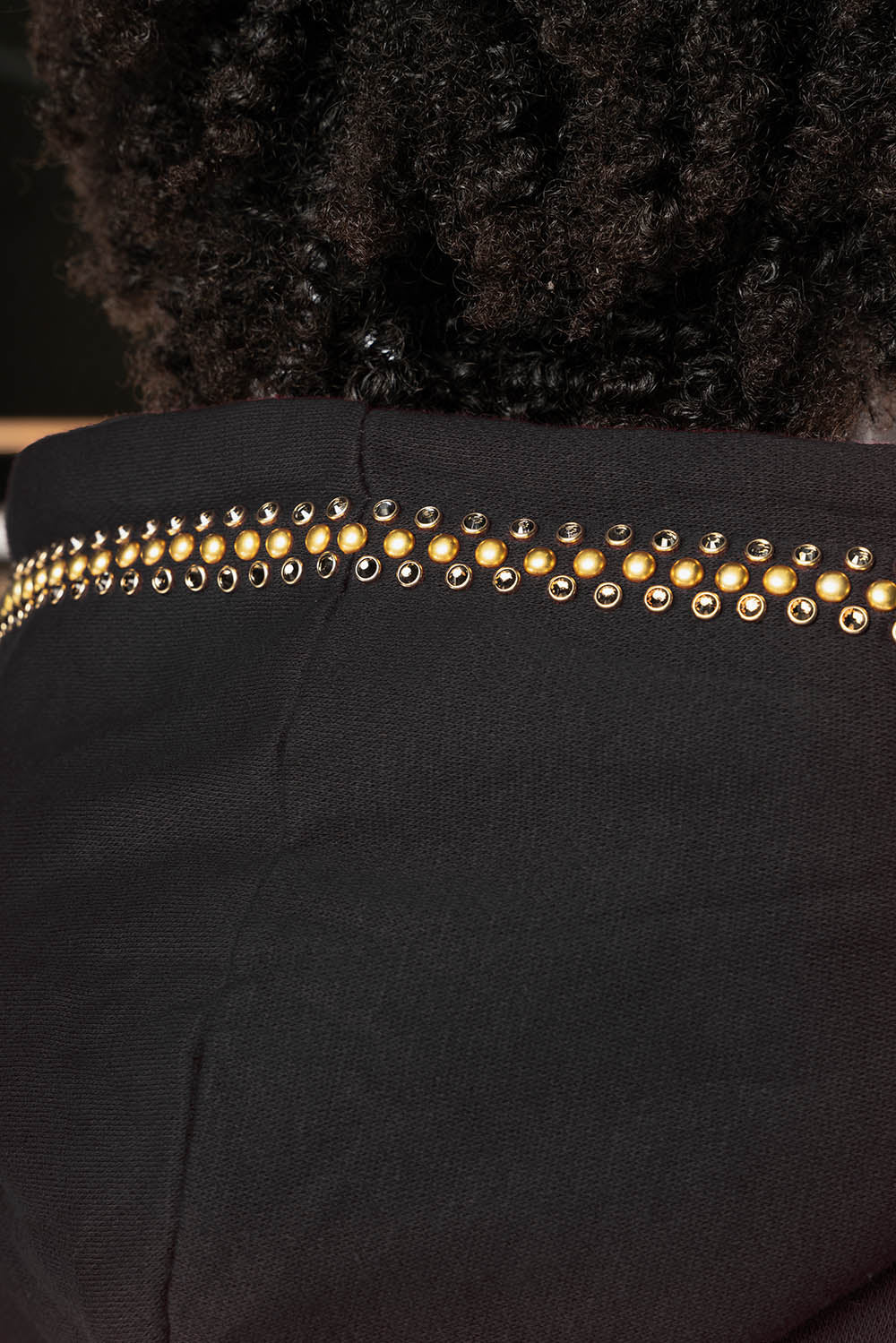 ROBIN’S JEAN PULLOVER HOODIE IN BLACK EMBELLISHED WITH CRYSTALS AND NAILHEADS - Image 3