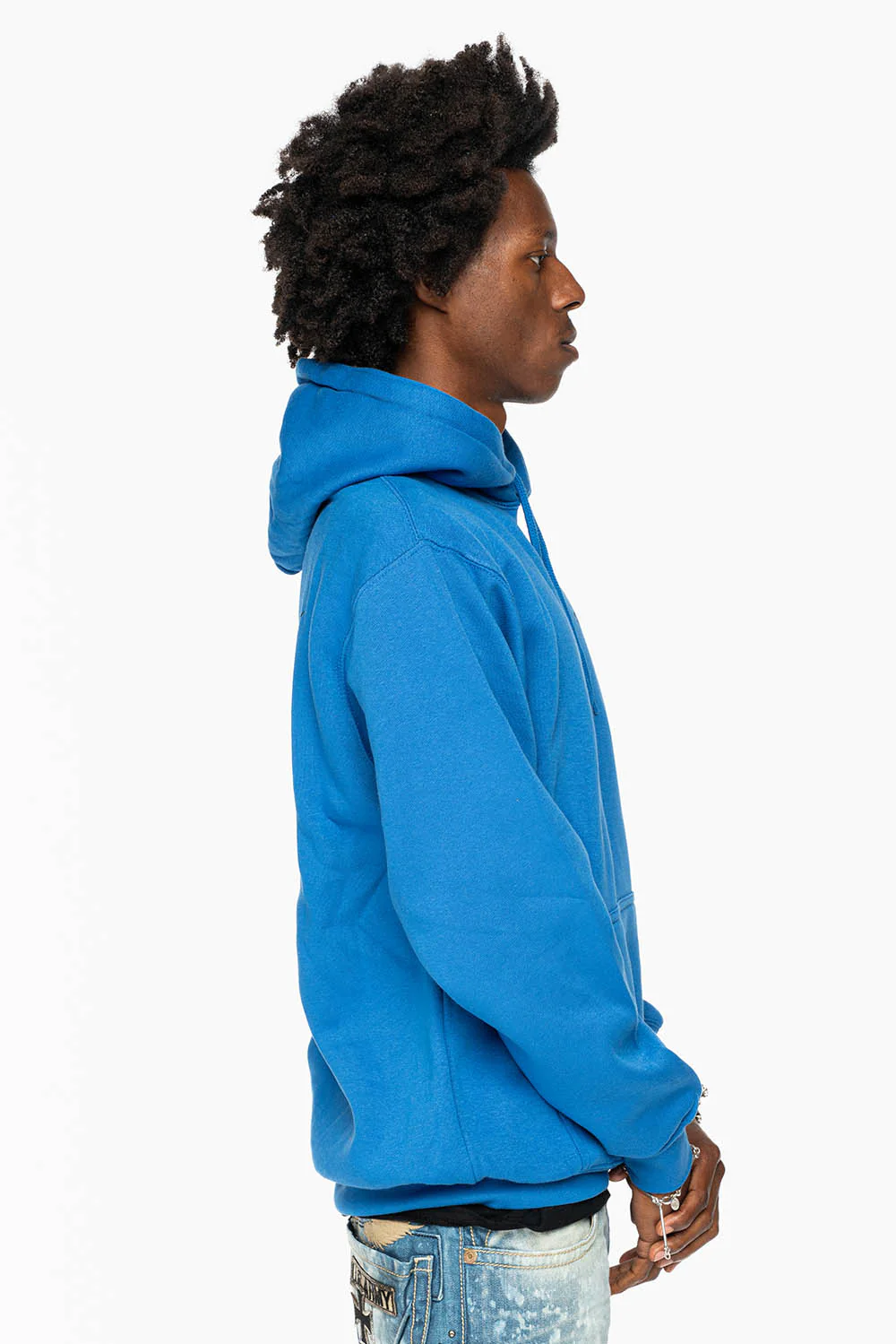 ROBIN’S JEAN PULLOVER HOODIE IN ROYAL BLUE WITH  BLACK WING PRINT - Image 9
