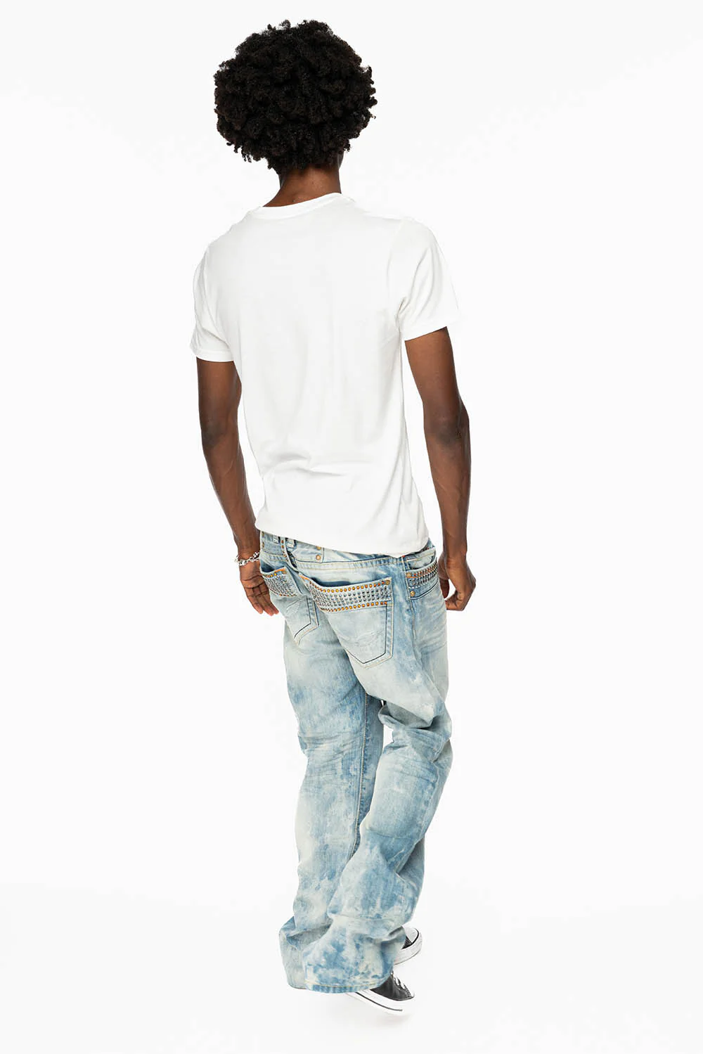 ROBIN’S BOOT CUT JEANS IN CHEROKEE BLUE WASH WITH MONTANA AND ORANGE CRYSTALS - Image 3