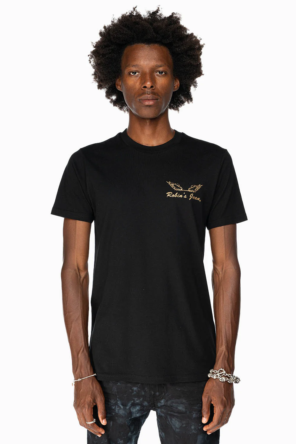 ROBIN’S LOGO WINGS TEE IN BLACK GOLD GLITTER - Image 2
