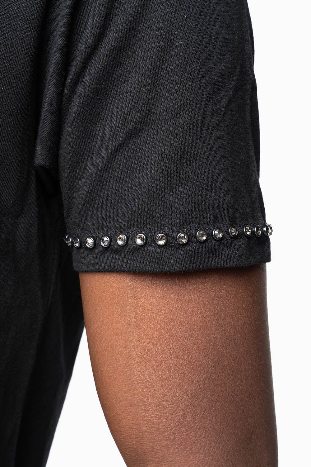 ROBIN’S LOGO WINGS TEE IN BLACK SILVER GLITTER EMBELLISHED WITH BLACK DIAMOND CRYSTALS - Image 8