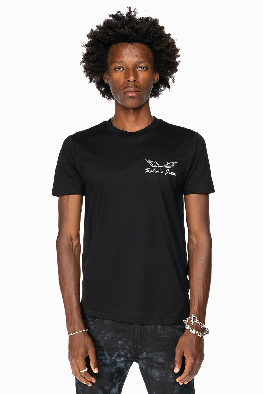 ROBIN’S LOGO WINGS TEE IN BLACK WHITE - Image 2