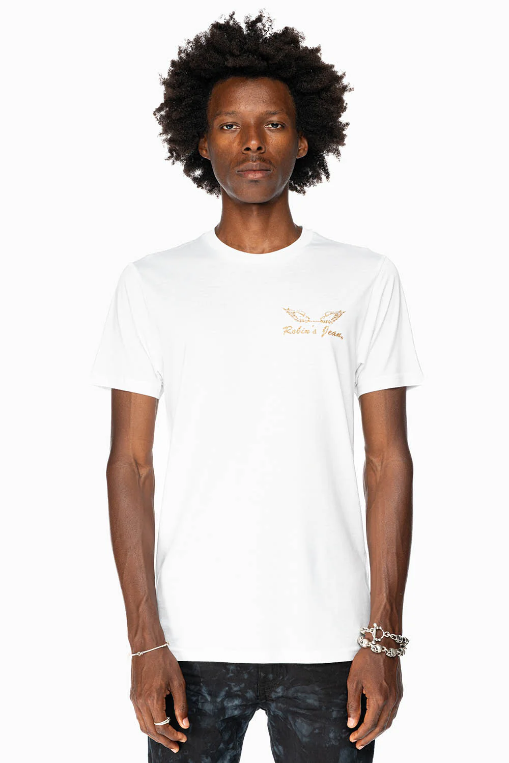 ROBIN’S LOGO WINGS TEE IN WHITE GOLD GLITTER - Image 2